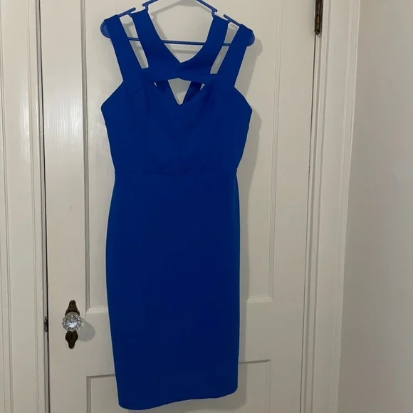 blue tight sexy dress Royal Blue Cut Out Knotted Slim Fit Maxi Dress – Hot Miami Styles main image 1